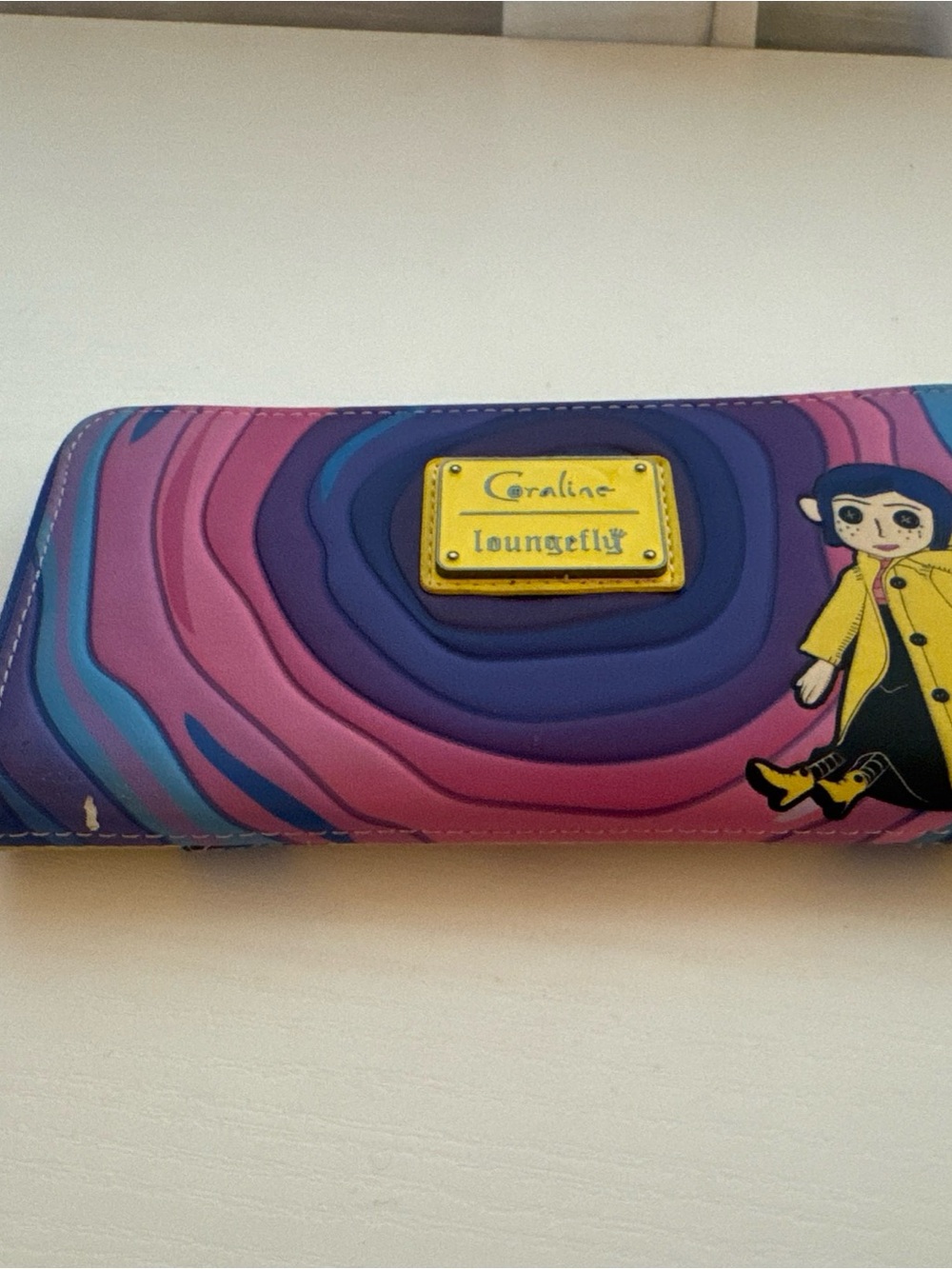 Loungefly Coraline Swirl Wallet in Purple, Pink & Yellow